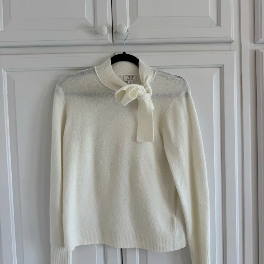 J. Crew Cream Bow Sweater